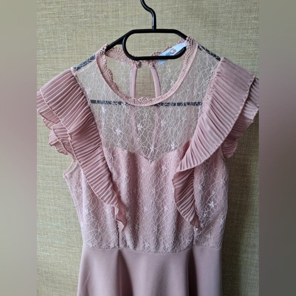 Pink Lace Ruffle Dress - Picture 2 of 5